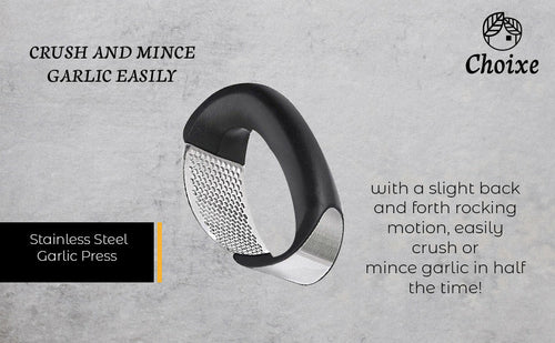 Premium Stainless Steel Rocking Garlic Press | Easy‑Crush Ergonomic Garlic Mincer