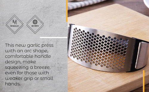 Premium Stainless Steel Rocking Garlic Press | Easy‑Crush Ergonomic Garlic Mincer