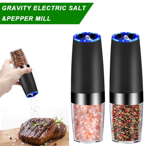 Electric Gravity Pepper Grinder | Automatic Salt & Pepper Mill with LED Ligh