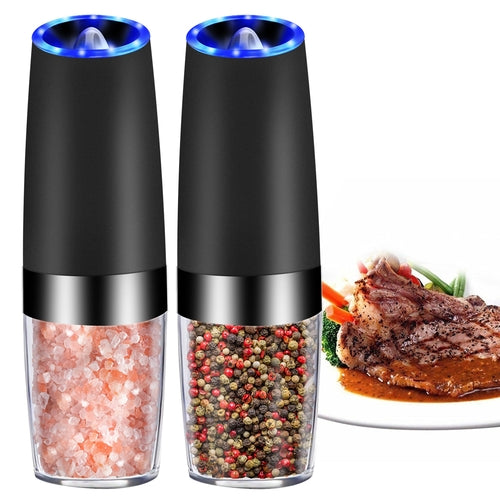 Electric Gravity Pepper Grinder | Automatic Salt & Pepper Mill with LED Ligh