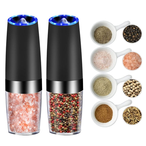 Electric Gravity Pepper Grinder | Automatic Salt & Pepper Mill with LED Ligh