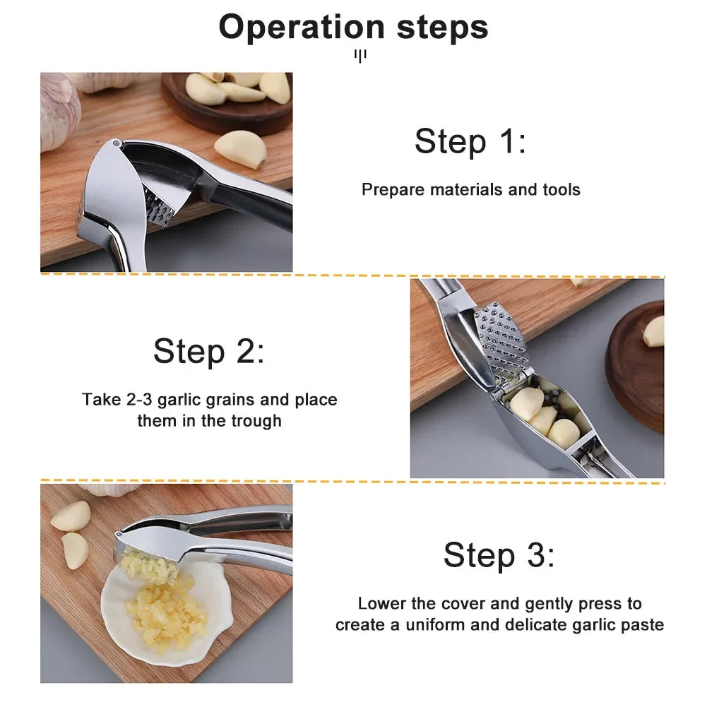 Ergonomic Garlic Press & Muddler | Anti‑Rust Zinc Alloy & Stainless Steel | Large Capacity Garlic Crusher