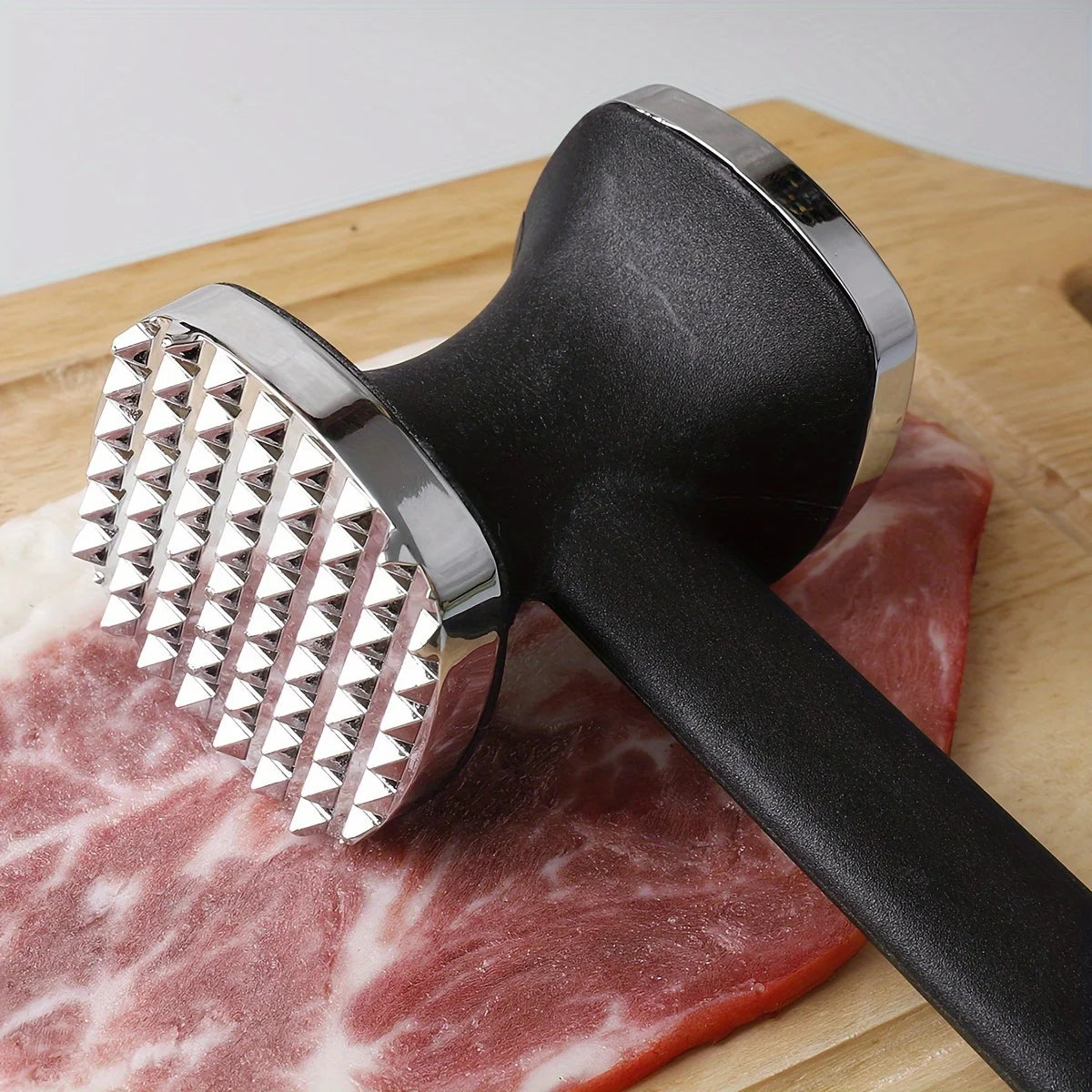 Heavy Duty Stainless Steel Meat Tenderizer Hammer | Meat Mallet with Rubber Grip