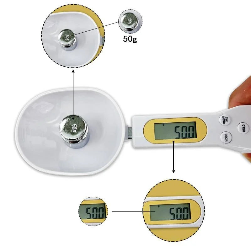 Digital Measuring Spoon Scale 500g | 0.1g Precision LED Kitchen Spoon | Milk, Coffee & Sugar Measuring Tool