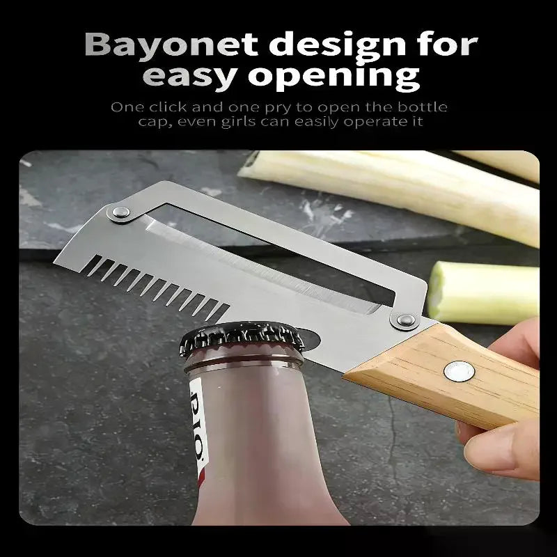 Multi-Functional Vegetable Peeler with Wooden Handle