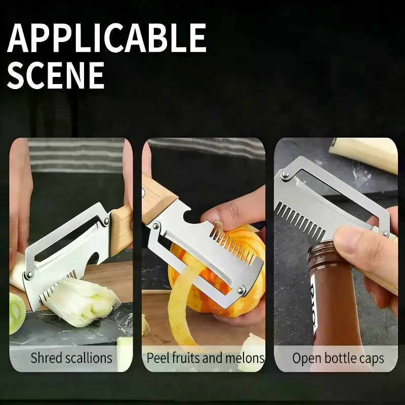 Multi-Functional Vegetable Peeler with Wooden Handle