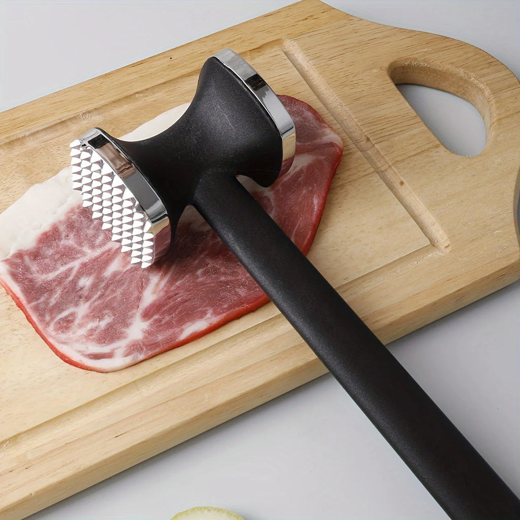 Heavy Duty Stainless Steel Meat Tenderizer Hammer | Meat Mallet with Rubber Grip