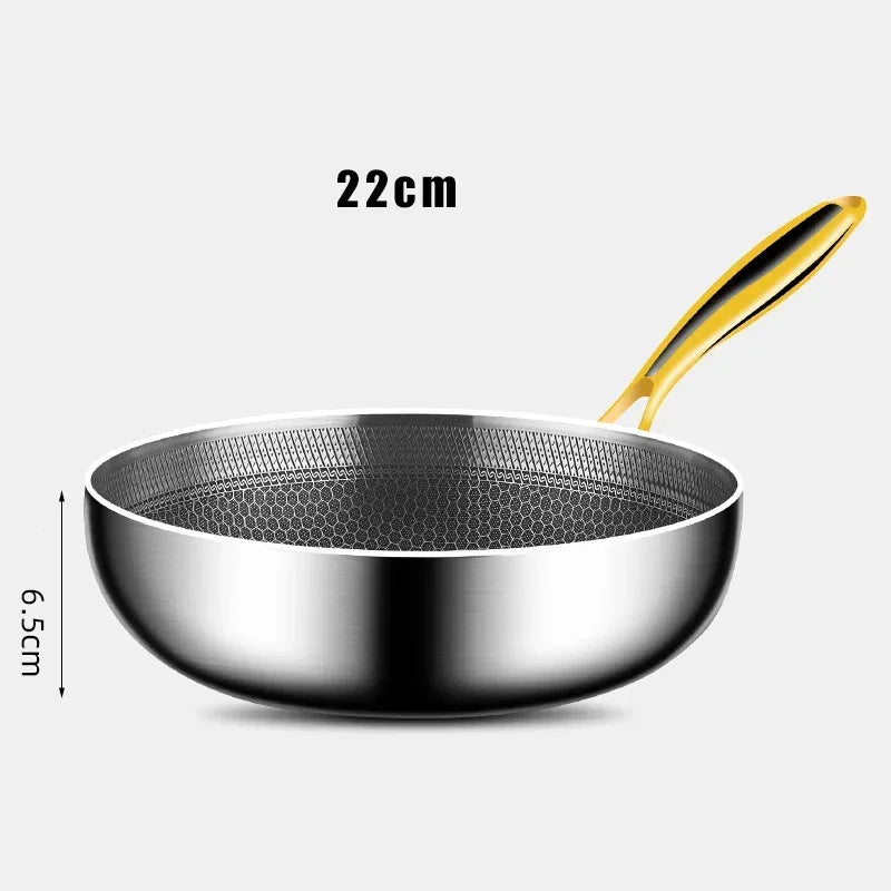 28cm 316 Stainless Steel Honeycomb Frying Pan | 7-Ply