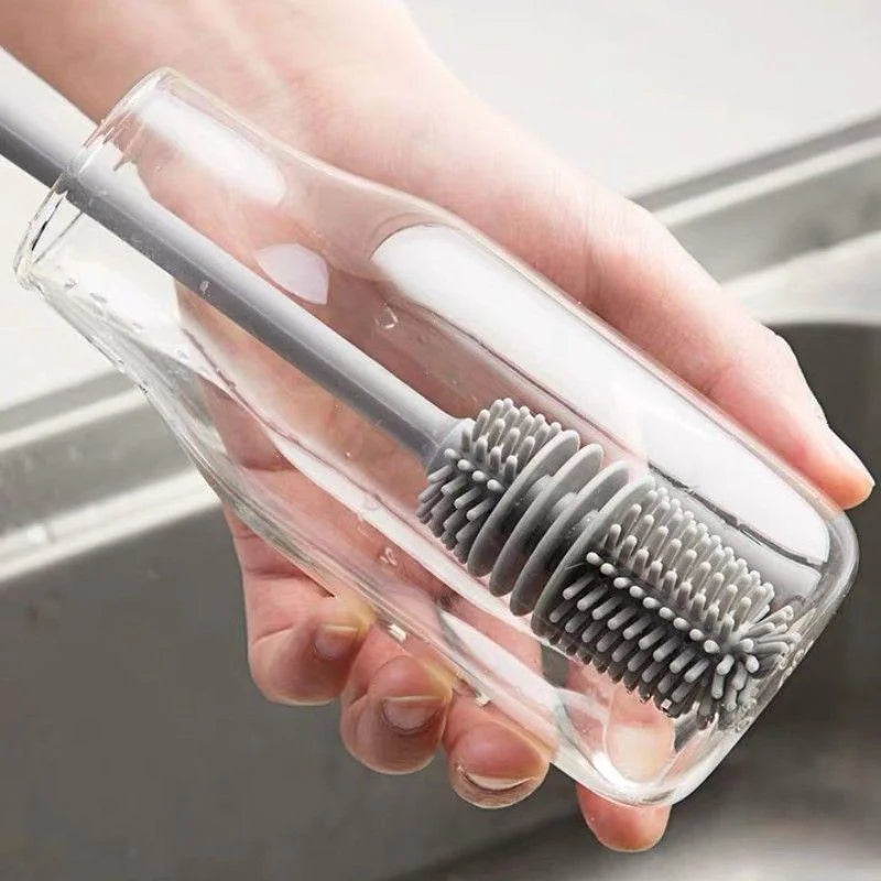 Silicone Bottle & Cup Cleaning Brush – Long Handle Scrubber for Glasses, Milk Bottles & Drinkware