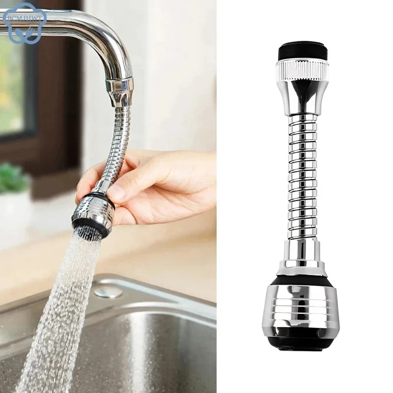 Stainless Steel Faucet Sprinkler | 360° Rotating Water‑Saving Tap Extender | Anti‑Splash Kitchen Bubbler