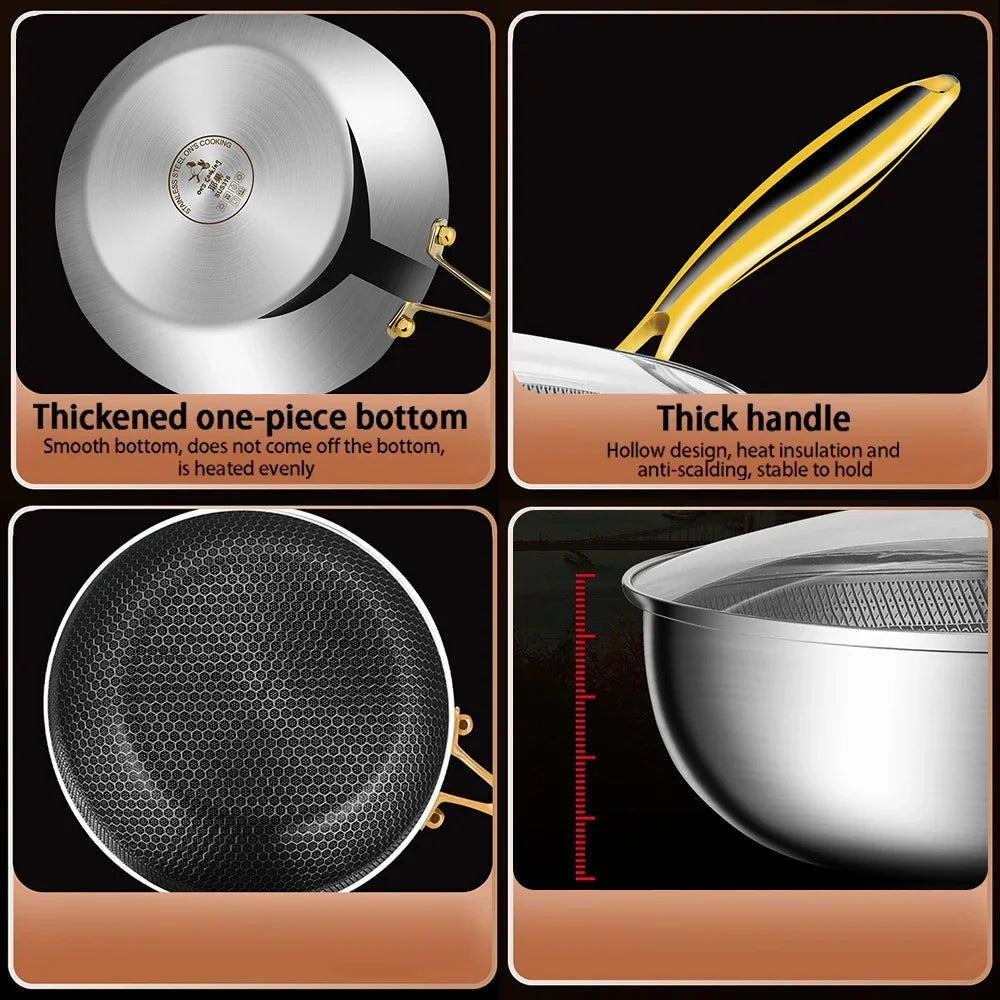 28cm 316 Stainless Steel Honeycomb Frying Pan | 7-Ply