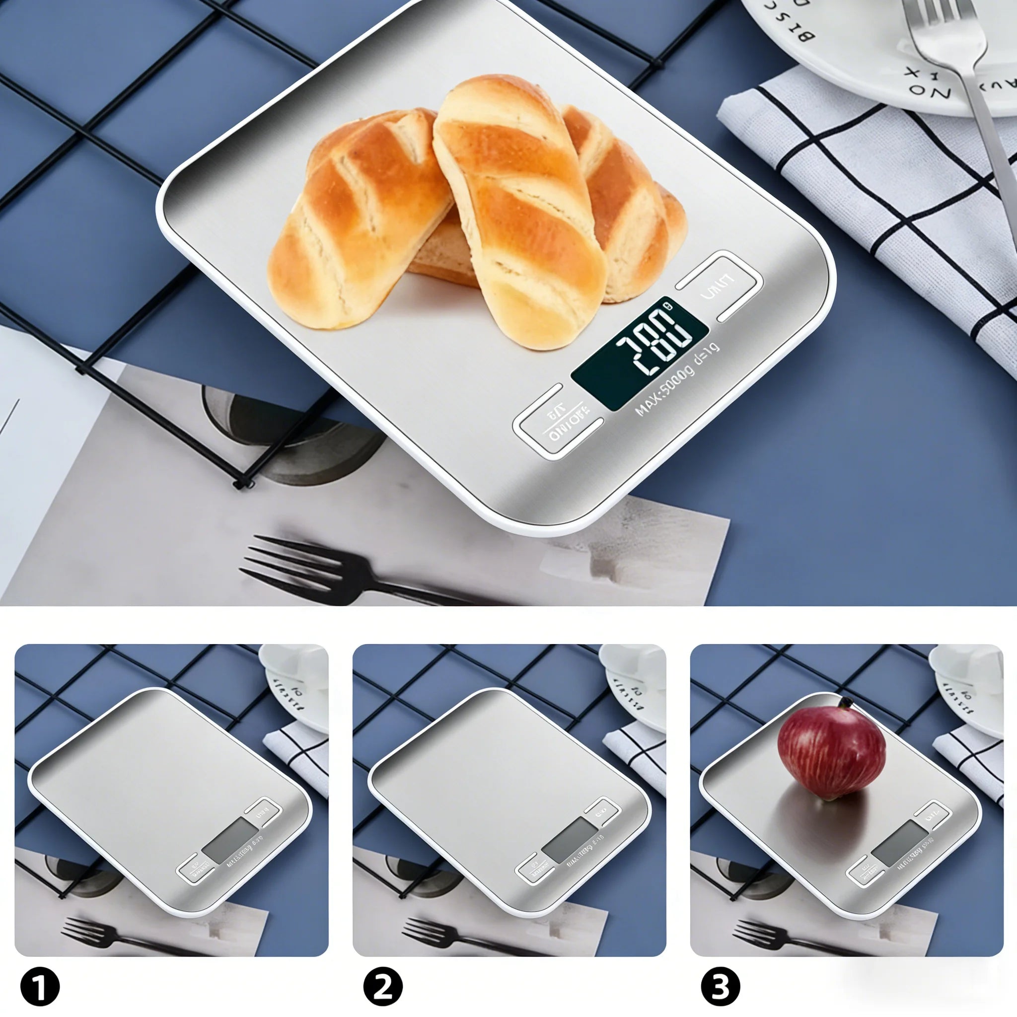 Digital Kitchen Scale 5kg/10kg | Stainless Steel Food Scale with LED Display