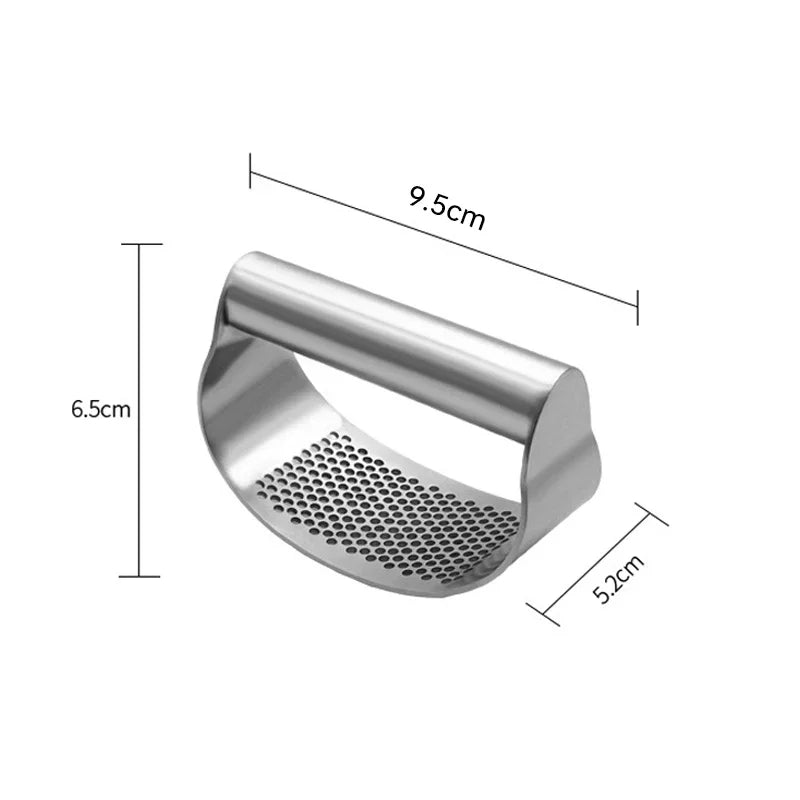 Upgraded Stainless Steel Garlic Press – Manual Garlic & Ginger Squeezer with Ergonomic Handle