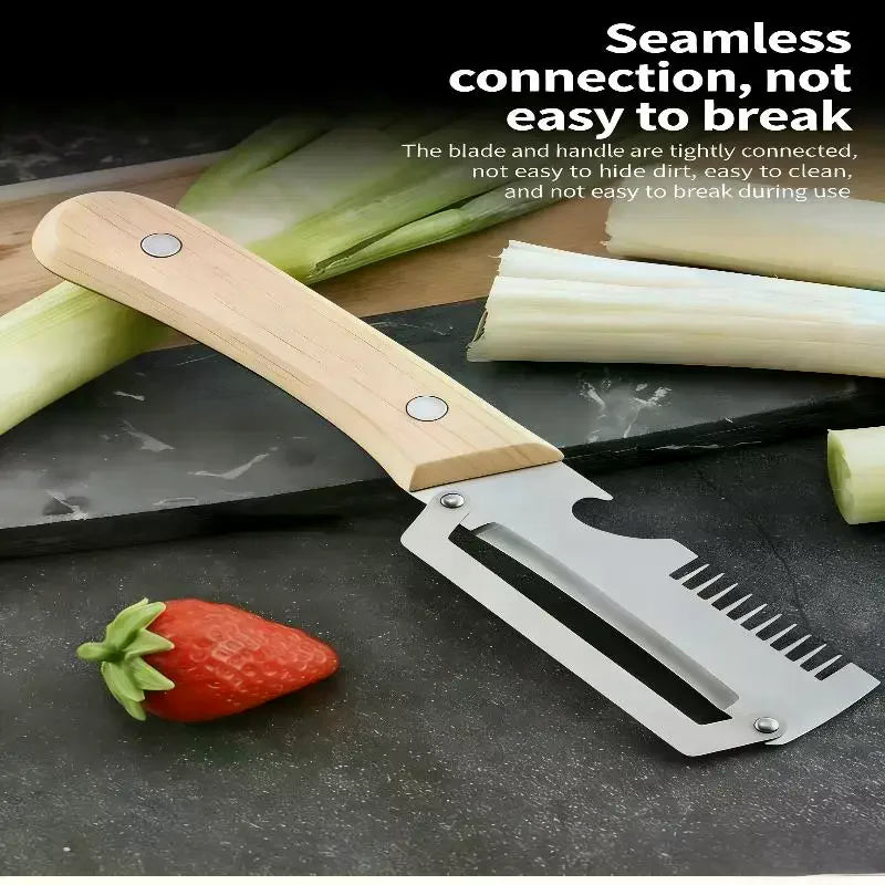 Multi-Functional Vegetable Peeler with Wooden Handle