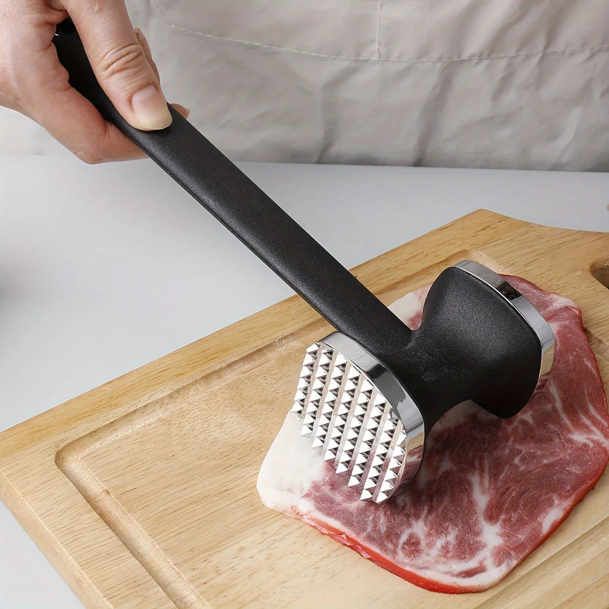 Heavy Duty Stainless Steel Meat Tenderizer Hammer | Meat Mallet with Rubber Grip
