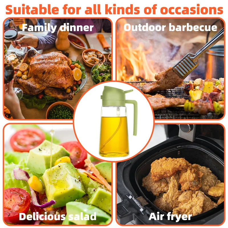 500ml Oil Sprayer & Dispenser Bottle for Air Fryer & BBQ