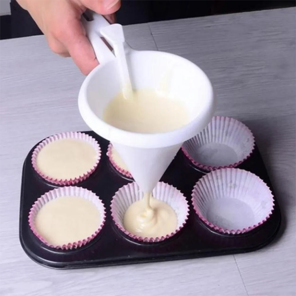 Adjustable Batter Dispenser Funnel – Food Grade Baking Funnel for Pancake, Cupcake, Cake Batter, Chocolate & Cream
