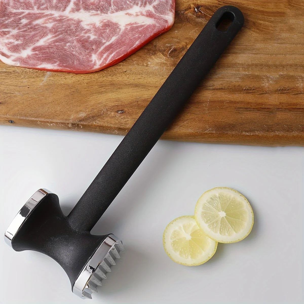 Heavy Duty Stainless Steel Meat Tenderizer Hammer | Meat Mallet with Rubber Grip