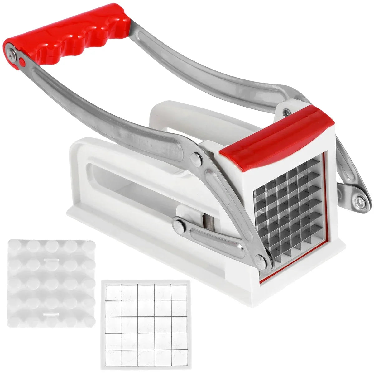 Stainless Steel French Fry Cutter – Manual Potato Chipper with 25/49‑Hole Blades (Fast Cutting)