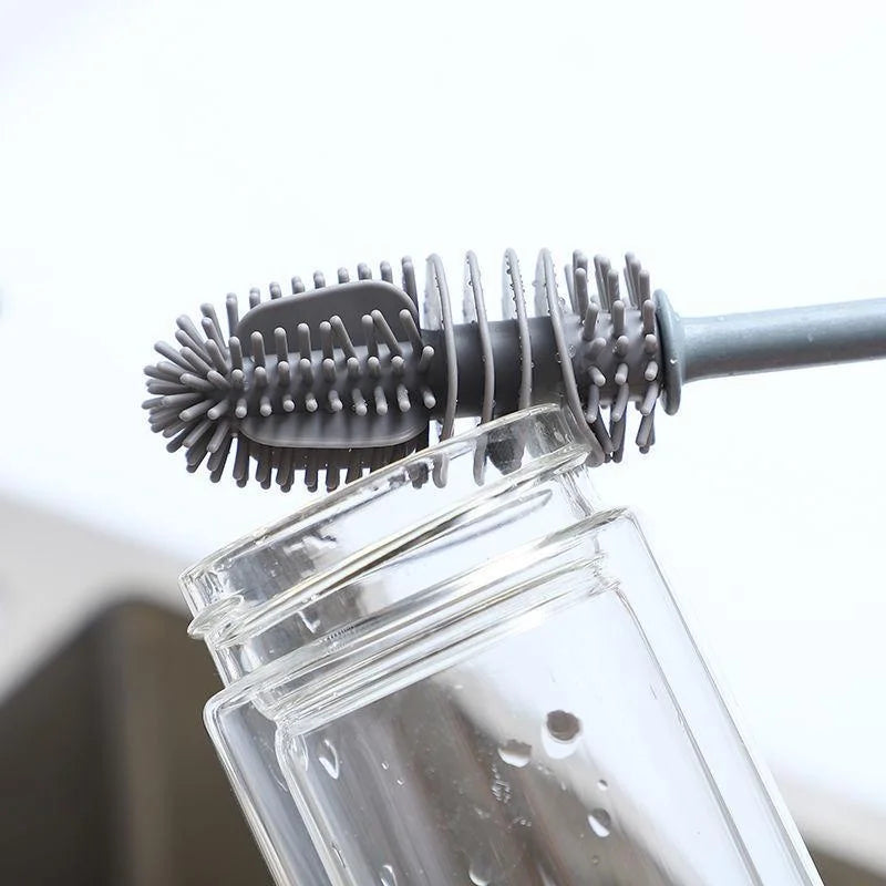 Silicone Bottle & Cup Cleaning Brush – Long Handle Scrubber for Glasses, Milk Bottles & Drinkware