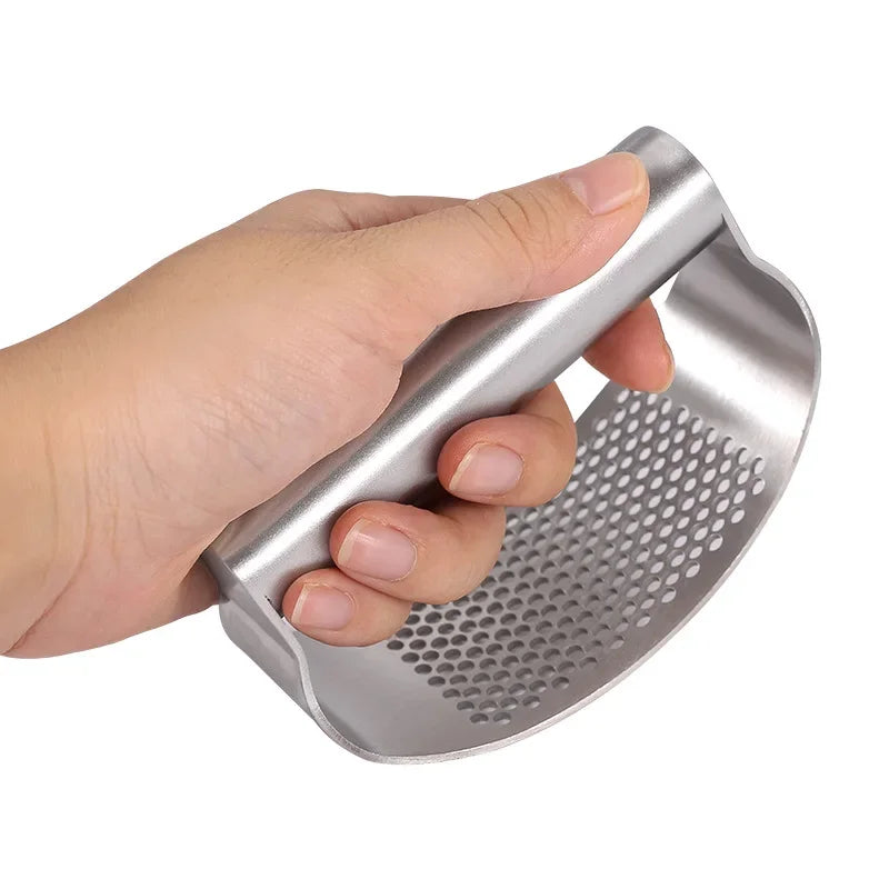 Upgraded Stainless Steel Garlic Press – Manual Garlic & Ginger Squeezer with Ergonomic Handle
