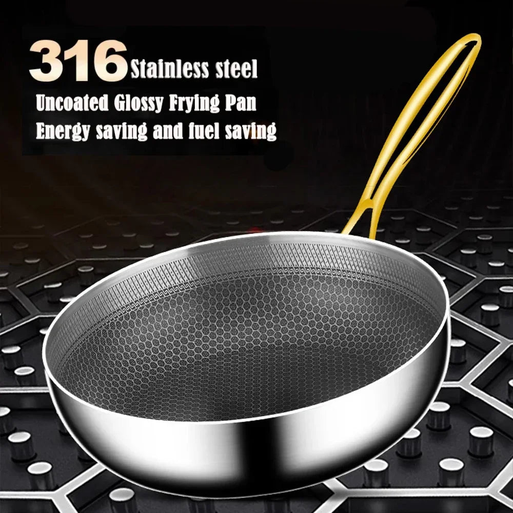 28cm 316 Stainless Steel Honeycomb Frying Pan | 7-Ply