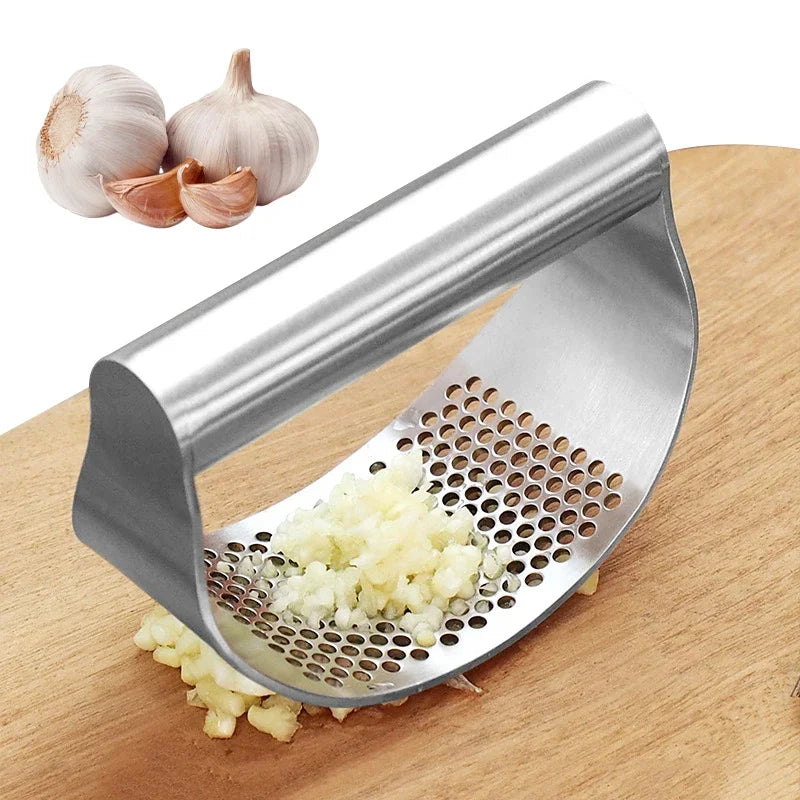 Upgraded Stainless Steel Garlic Press – Manual Garlic & Ginger Squeezer with Ergonomic Handle