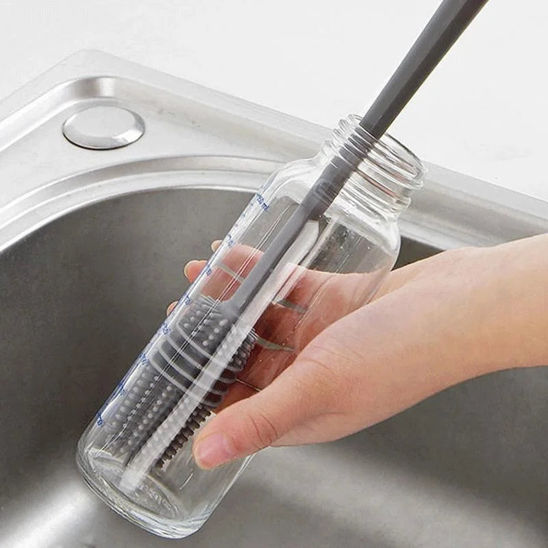 Silicone Bottle & Cup Cleaning Brush – Long Handle Scrubber for Glasses, Milk Bottles & Drinkware