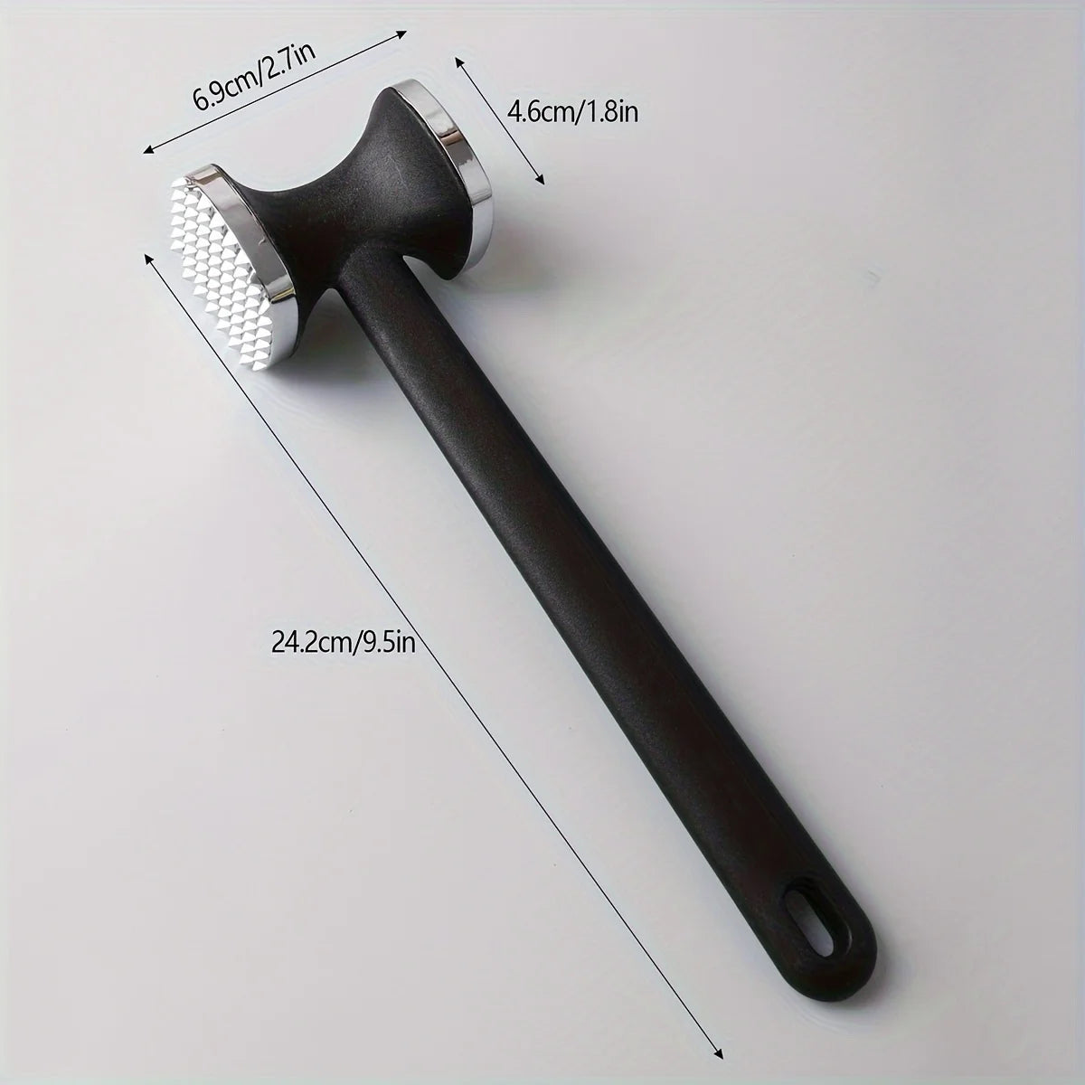 Heavy Duty Stainless Steel Meat Tenderizer Hammer | Meat Mallet with Rubber Grip