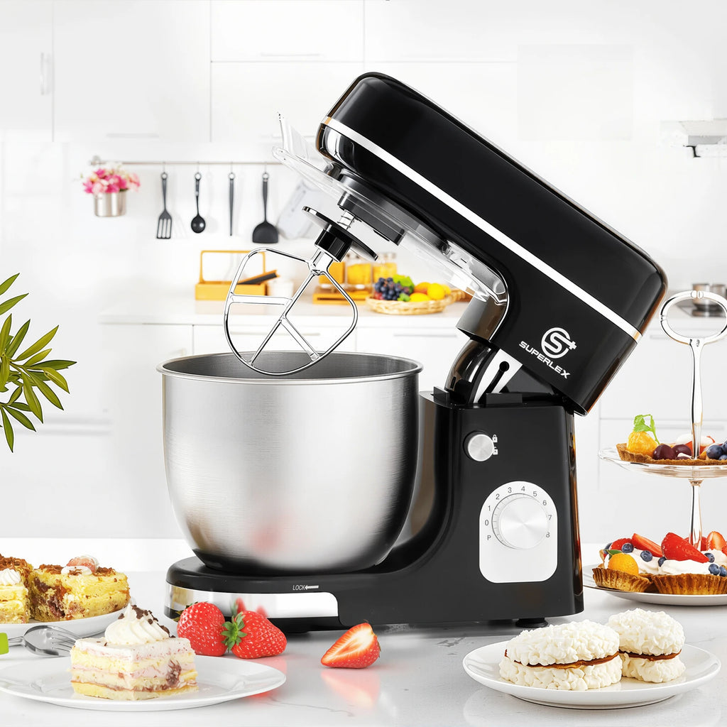 SUPERLEX 5L Stand Mixer SSM002SSUK – 1300W Power, 8‑Speed Control, Stainless Steel Bowl, Silent Design, Multi‑Function Kitchen Mixer