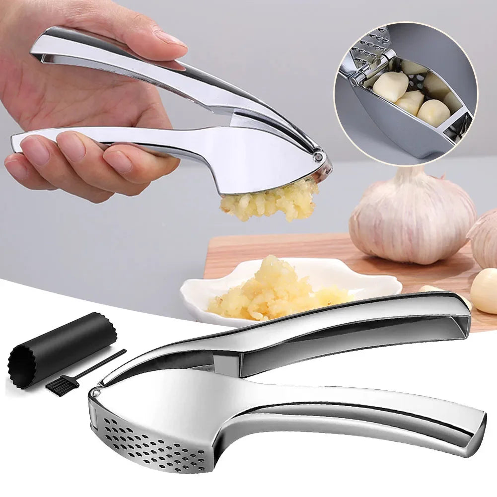 Ergonomic Garlic Press & Muddler | Anti‑Rust Zinc Alloy & Stainless Steel | Large Capacity Garlic Crusher