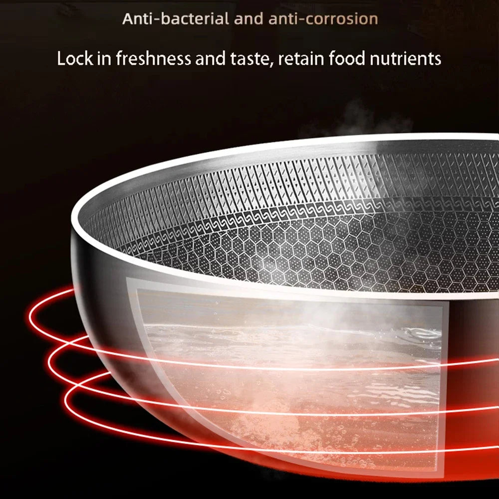 28cm 316 Stainless Steel Honeycomb Frying Pan | 7-Ply