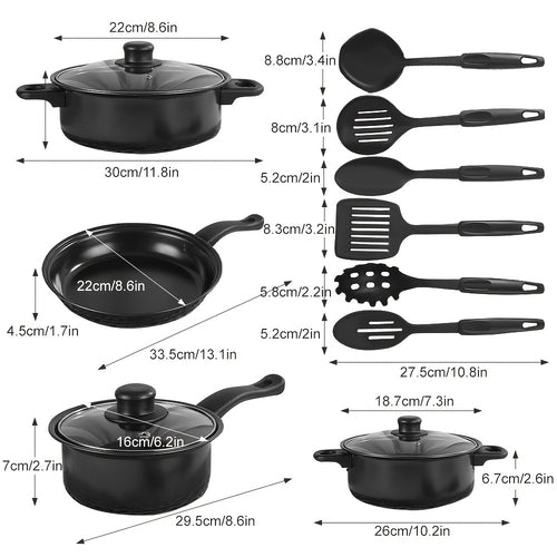 13‑Piece Non‑Stick Cookware Set | Pots & Pans with Lids for All Hobs